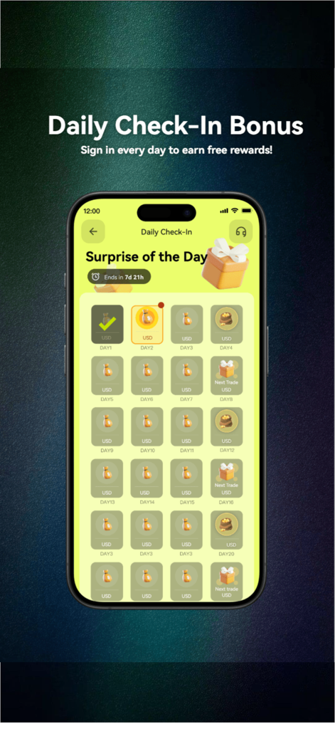 CardBase X app interface showing a daily check in calendar for user rewards