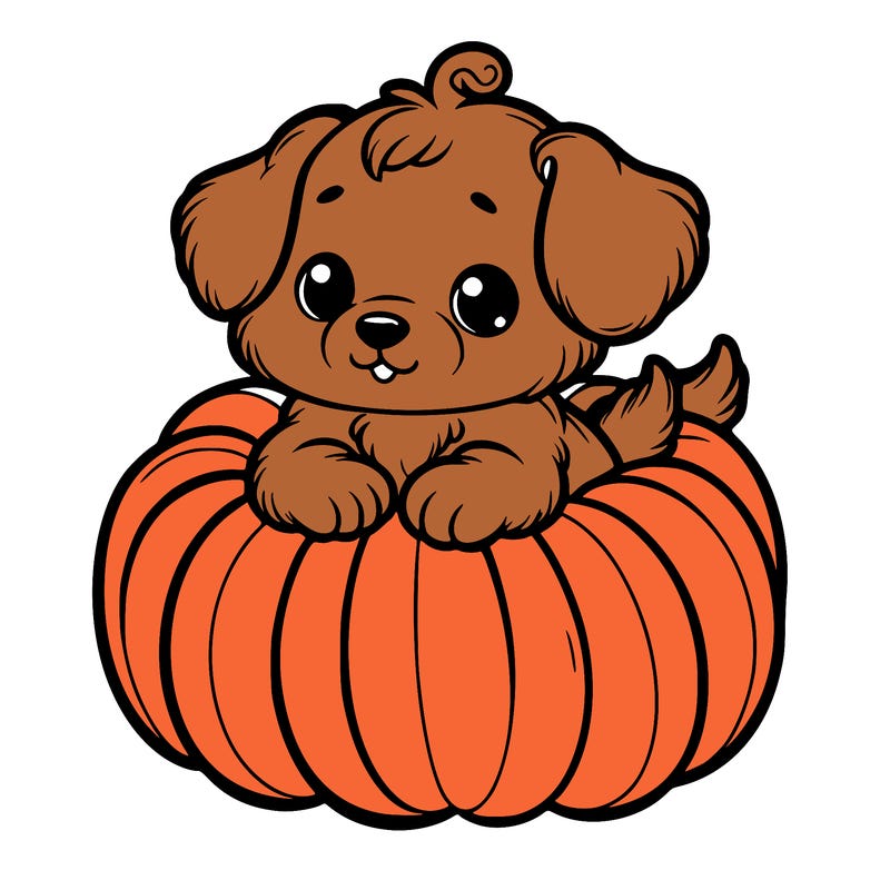 cute little puppy in a pumpkin
