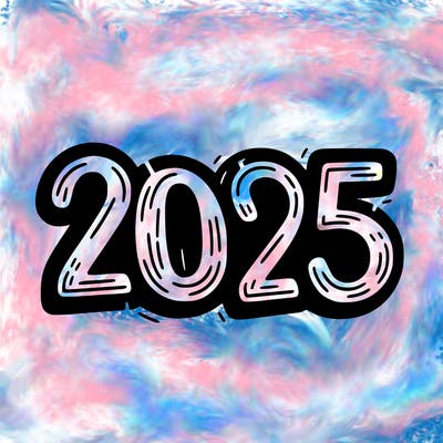 one line scrawled numbers sketch design “2025”