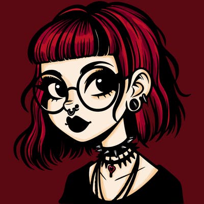 gothic girl with a mullet and glasses