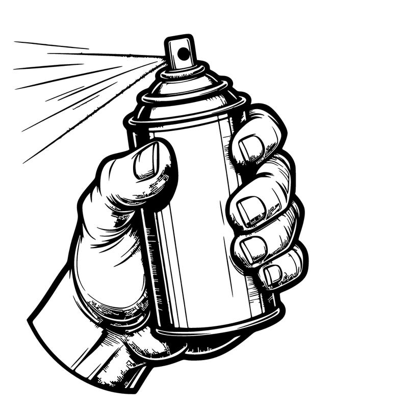 spray paint realistic hold by a hand