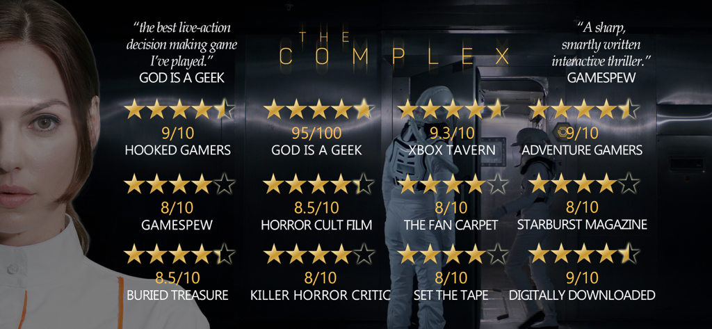 Puntuaciones de críticas aclamadas por la crítica y citas para el juego de thriller interactivo The Complex