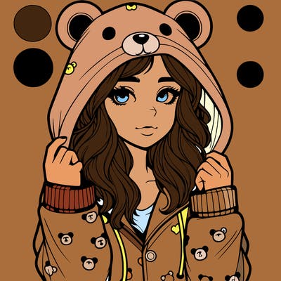 realistic girl in a animal pjs hoodie