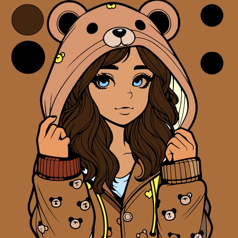 realistic girl in a animal pjs hoodie