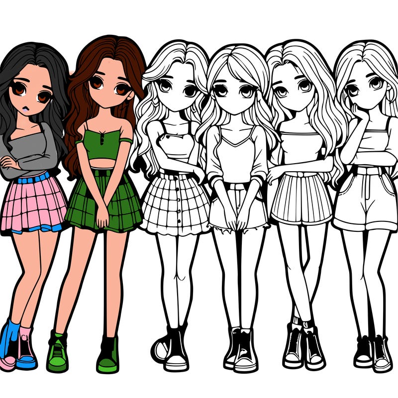 a group of girls realistic