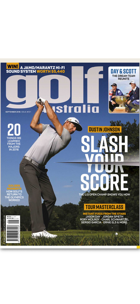 Golf Australia - Digital cover of Golf Australia magazine featuring pro golfer Dustin Johnson