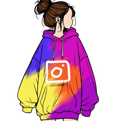 realistic girl with a oversized sweatshirt on and a bun