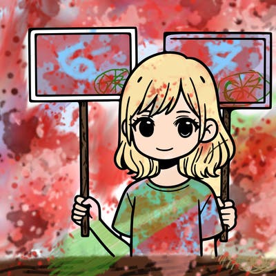 girl with a sign