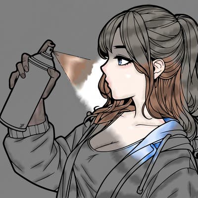 a realistic girl spray, painting