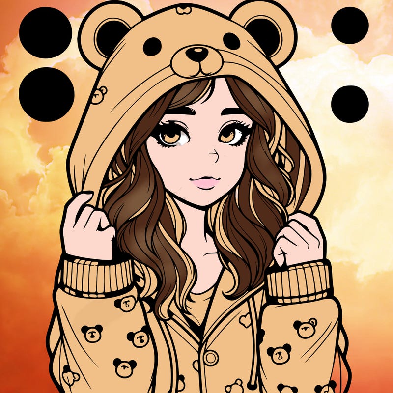realistic girl in a animal pjs hoodie