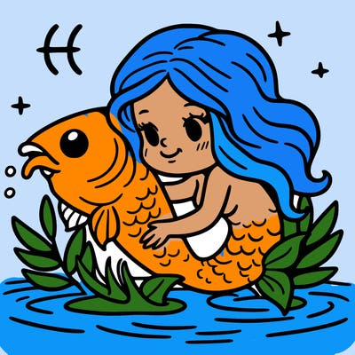 pisces in water with a fish