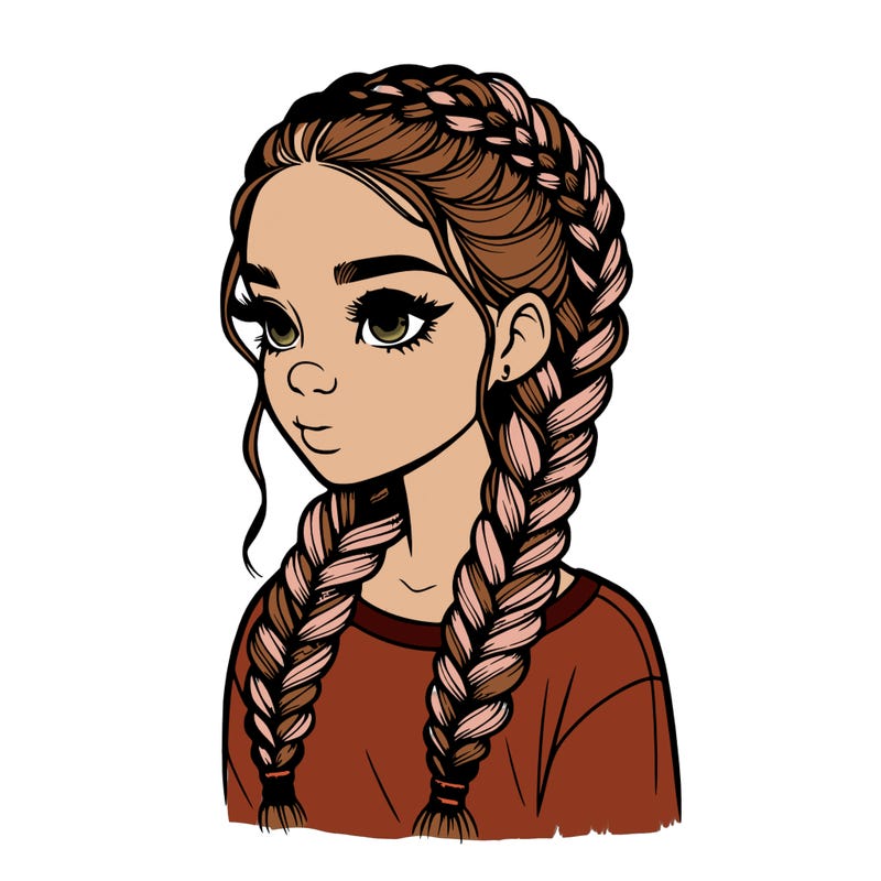 realistic girl with braids
