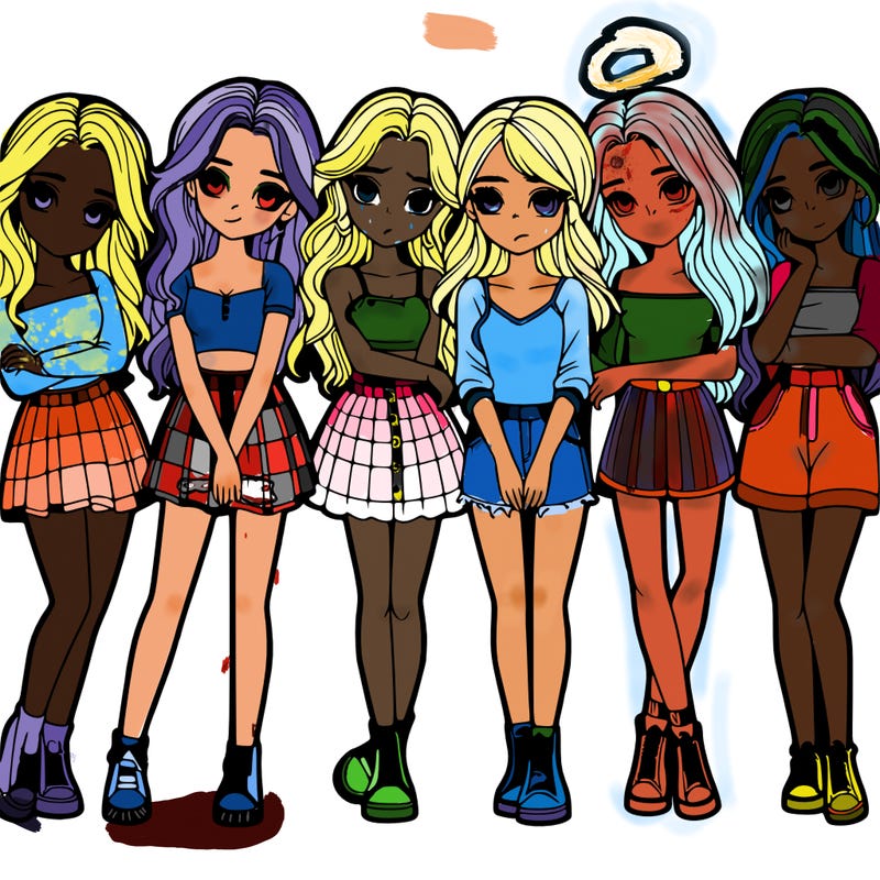 a group of girls realistic