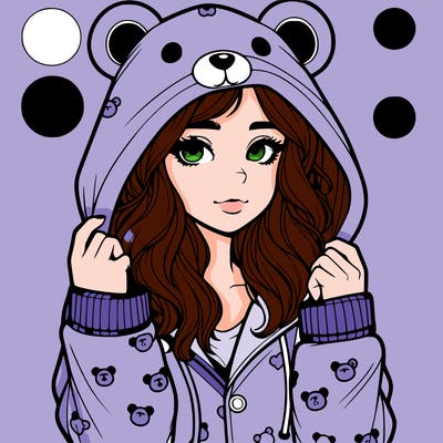 realistic girl in a animal pjs hoodie