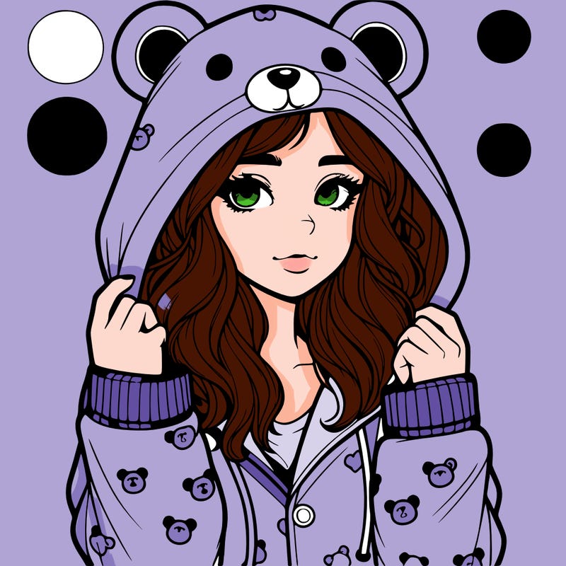 realistic girl in a animal pjs hoodie