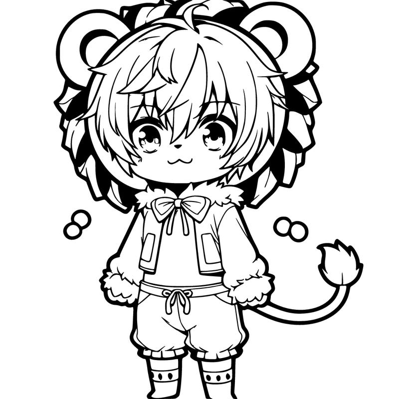 cute anime girl in male lion outfit