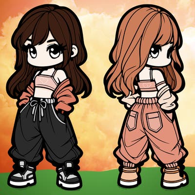 girl in crop top and baggy pants