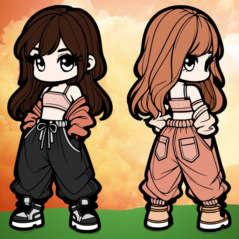 girl in crop top and baggy pants