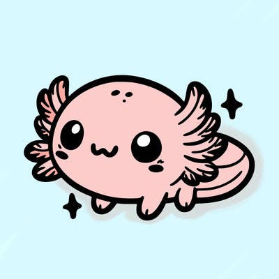 cute easy baby axolotl