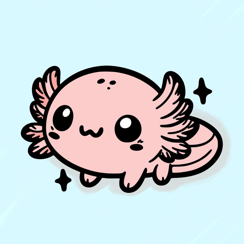 cute easy baby axolotl