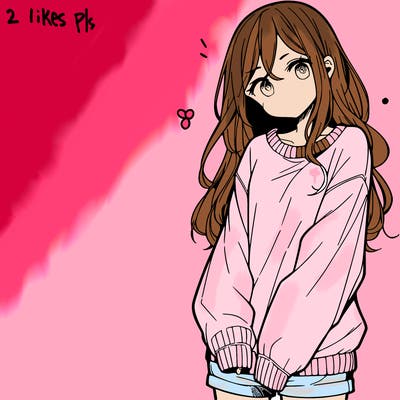 manga teen girl  in a sweater and baggy pants
