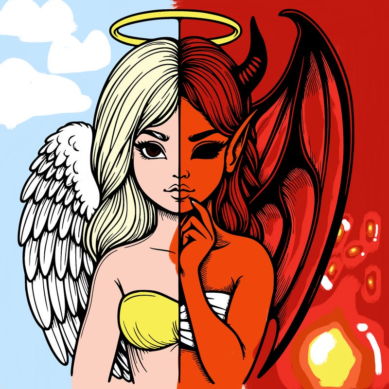 realistic angel half demon