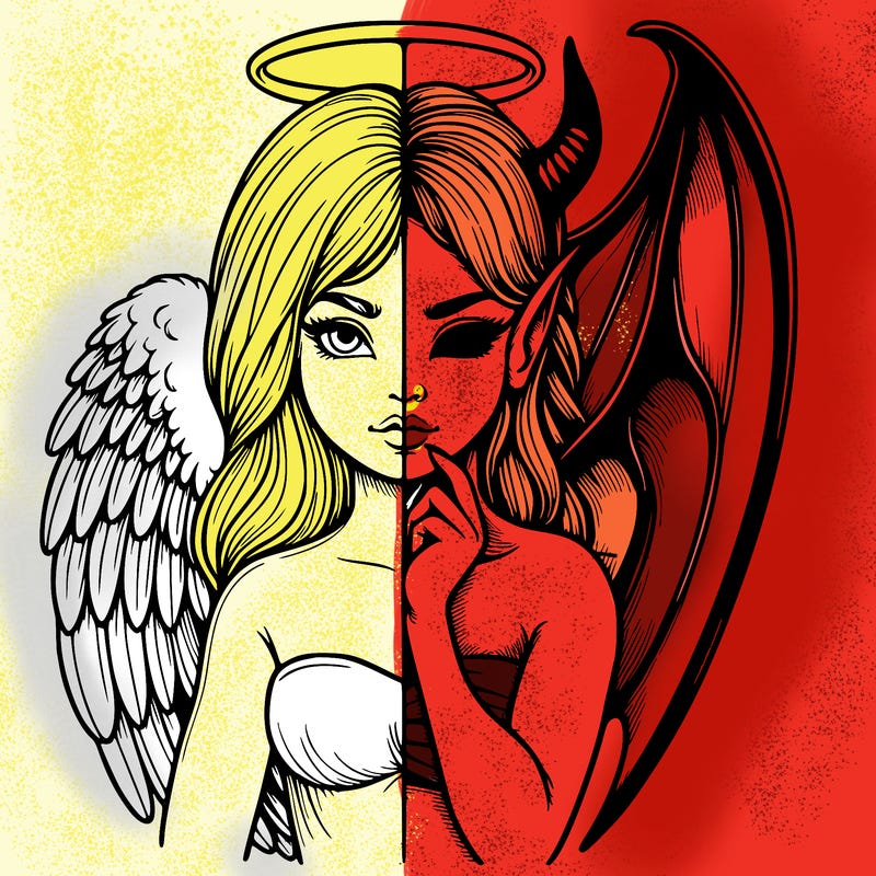 realistic angel half demon