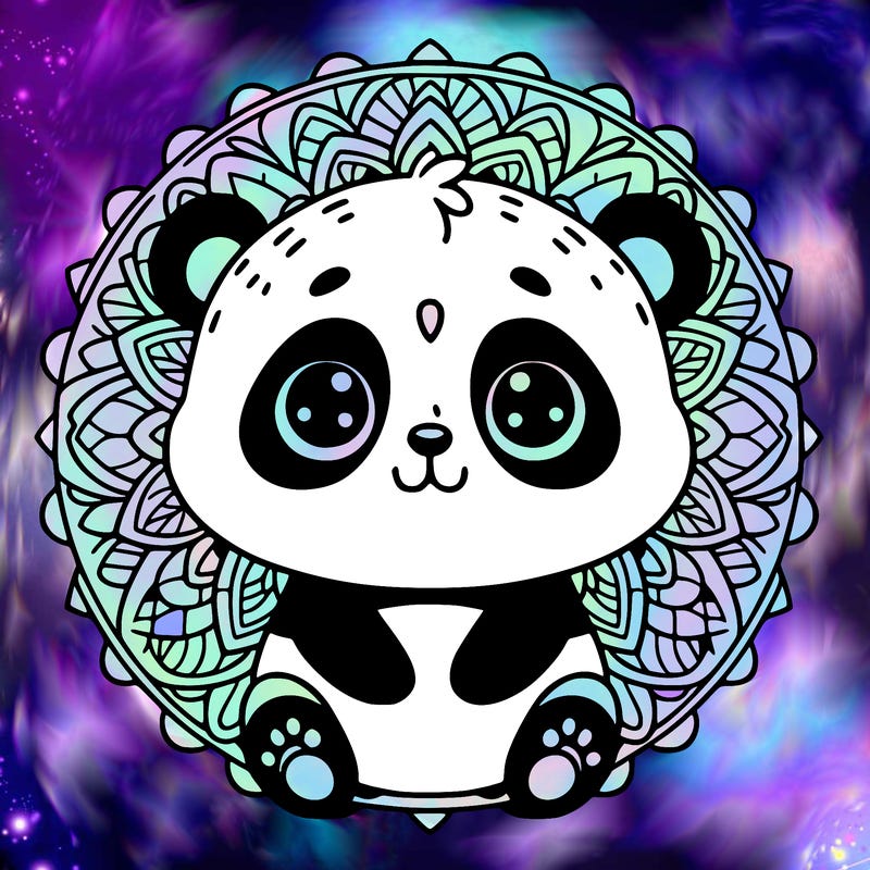 cute baby panda animal mandala