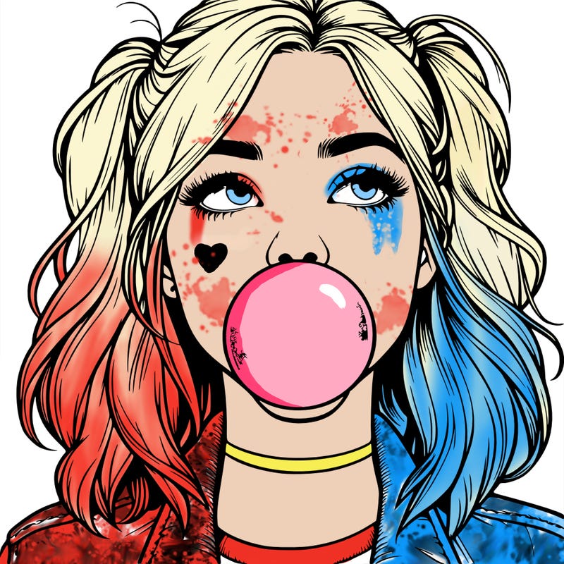 realististic girl blowing bubble -gum