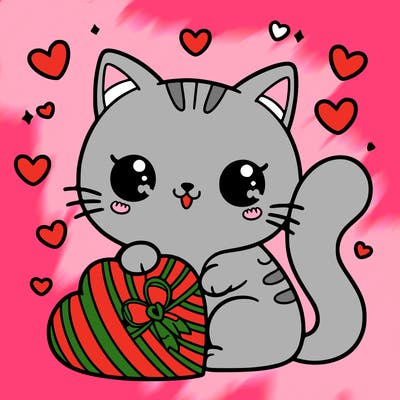 cute cat valentines themed