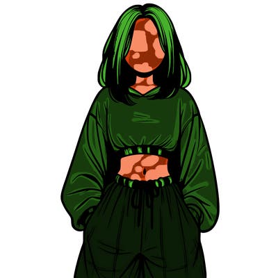 realistic girl faceless with baggy pants and a crop top