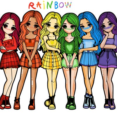 a group of girls realistic