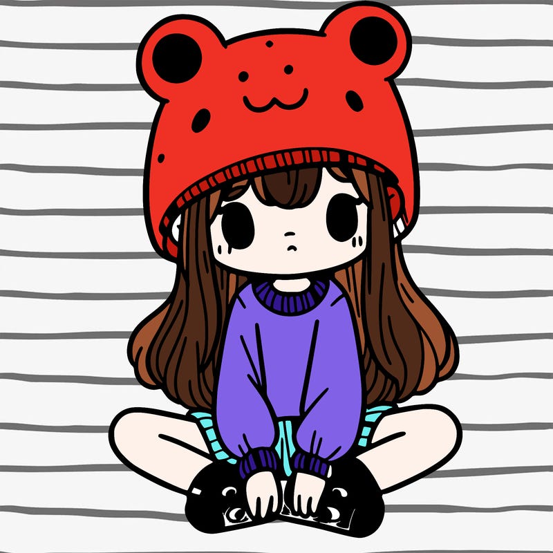 a girl wearing a frog hat and some frog socks