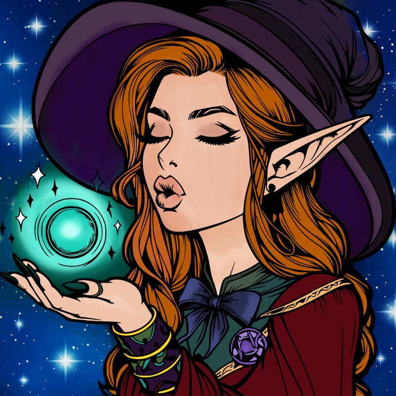 realistic elf casting a spell with lips