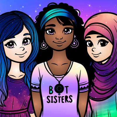 three sisters with a best sisters necklace