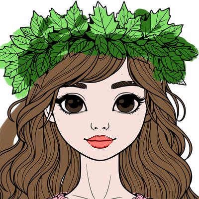 realistic girl with fall leaf crown