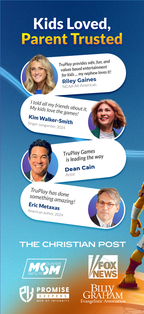 TruPlay Christian Games - Endorsements and testimonials from celebrities and media outlets for TruPlay Christian Games