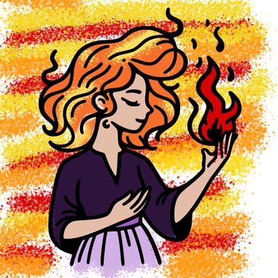 woman with fire