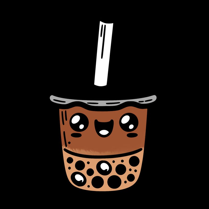 boba tea with a face