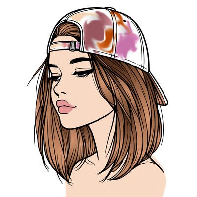 realistic  girl with a backwards hat
