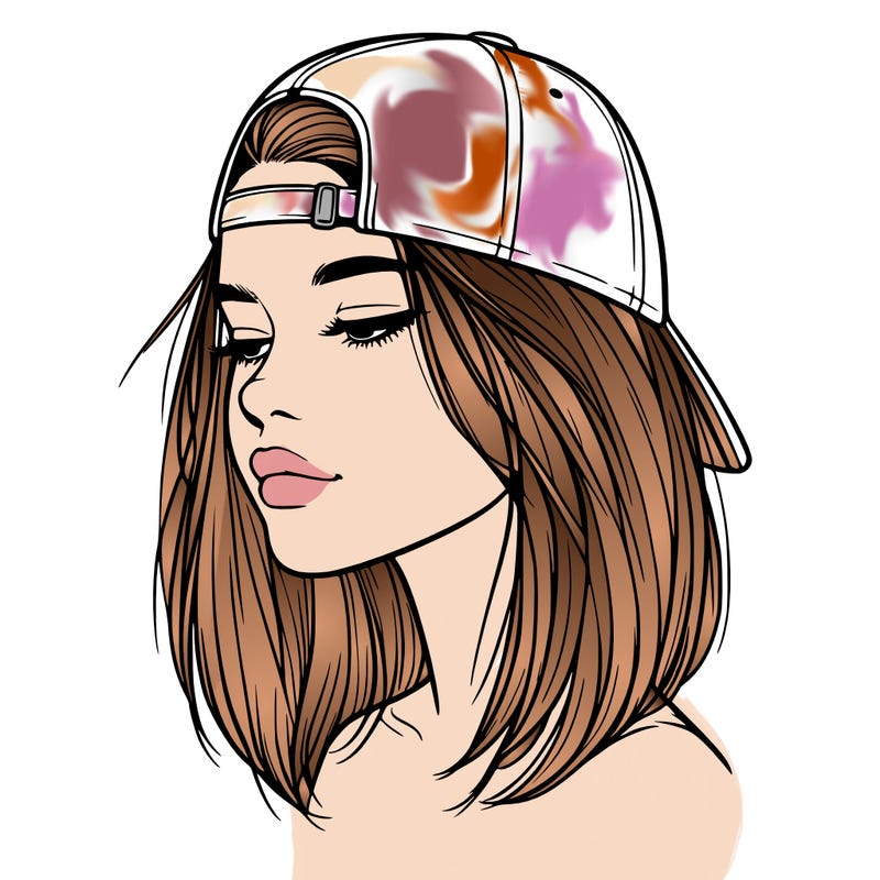 realistic  girl with a backwards hat