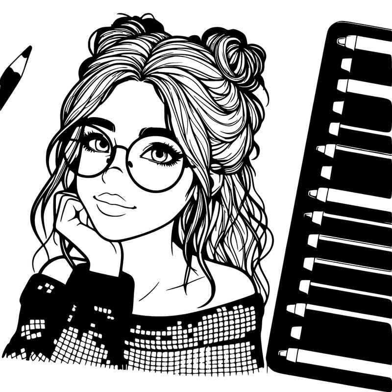 realistic girl with glasses on