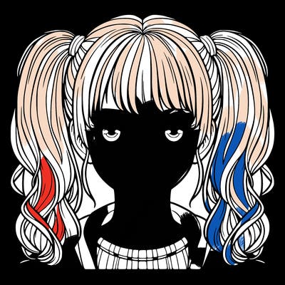 a realistic girl who has pigtails