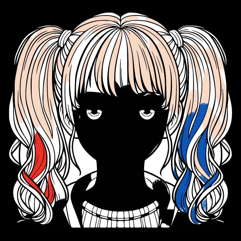 a realistic girl who has pigtails