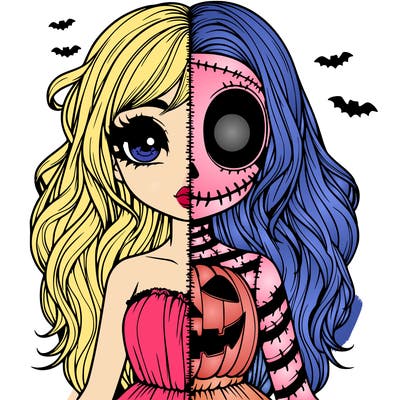 realistic girl halloween split