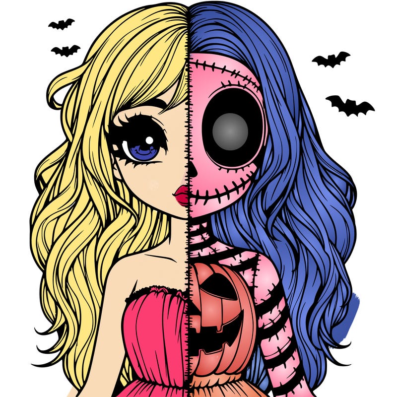 realistic girl halloween split