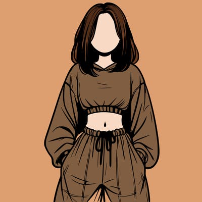 realistic girl faceless with baggy pants and a crop top