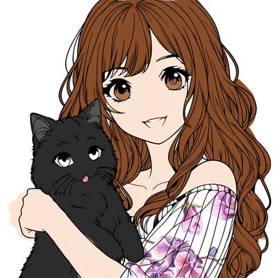 realistic girl holding a realistic cat