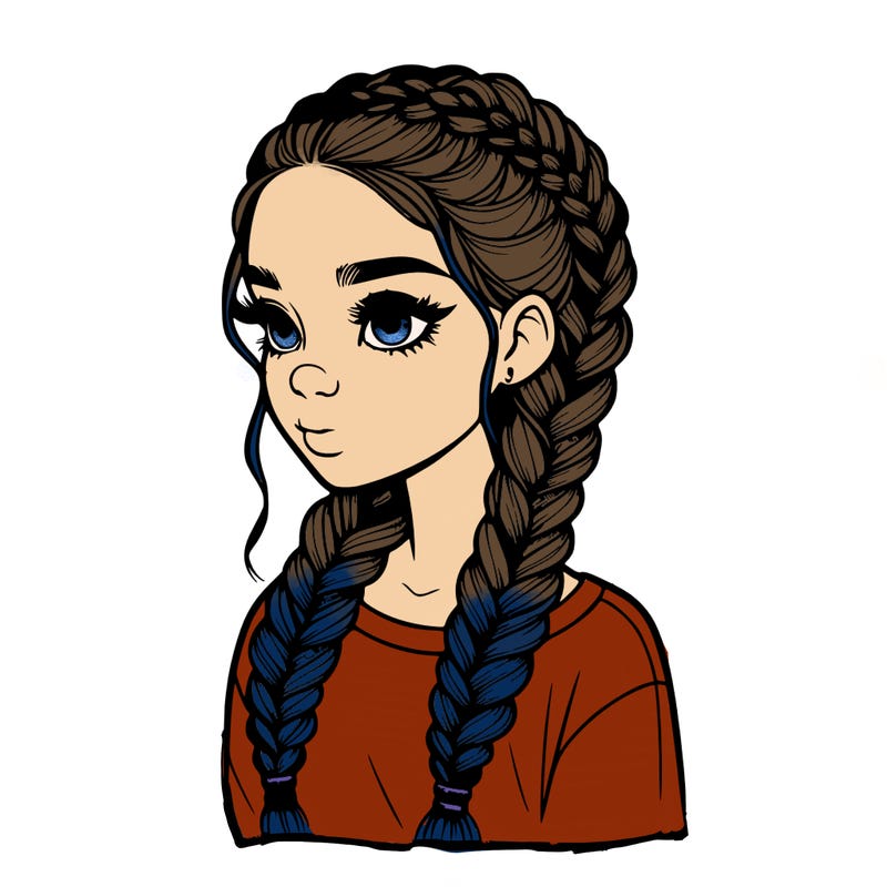 realistic girl with braids