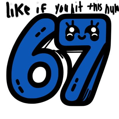 the numbers 67